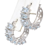 14k White Gold Aquamarine Half Hoop Earrings