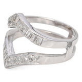 14K White Gold Round and Baguette 0.40 TCW  Diamond Engagement Ring Enhancer