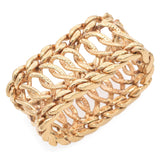 Vintage Gold Yellow Woven Link Flexible Ring