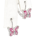 14K White Gold Pink Topaz Butterfly Earrings