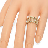 Vintage Gold Yellow Woven Link Flexible Ring