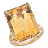 14K Yellow Gold Emerald-Cut 22.40 Ct. Citrine Cocktail Ring