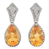 14K White Gold Pear Cut 2.78 Ct. Citrine Drop Earrings