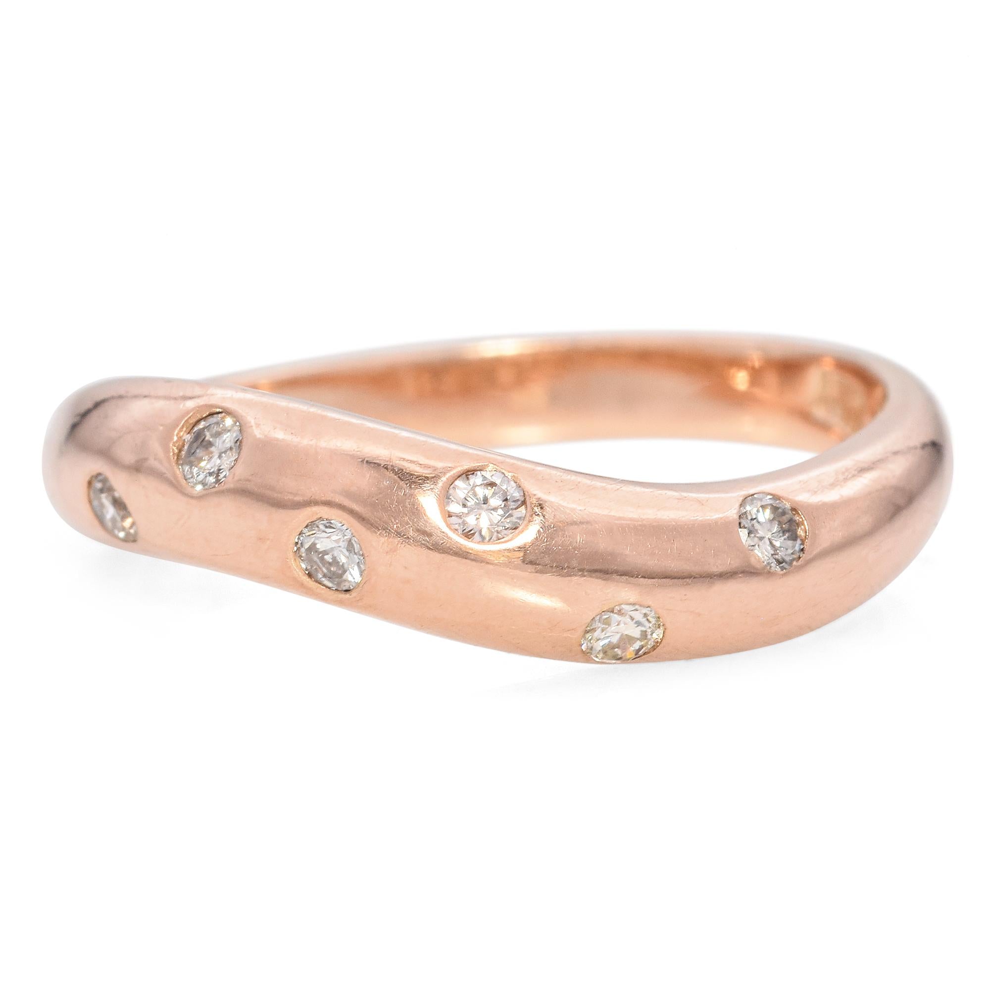 14k Rose Gold Diamond Wave Band