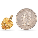 Antique 20K Yellow Gold Flower & Pearl Accent Charm Pendant