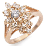 14k Yellow Gold Diamond Cluster Ring