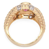 14K Yellow Gold Pink Tourmaline Wide Band Ring