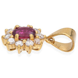 18K Yellow Gold 0.17 Ct. Ruby and Diamond Halo Pendant