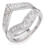 14K White Gold Round and Baguette 0.40 TCW  Diamond Engagement Ring Enhancer