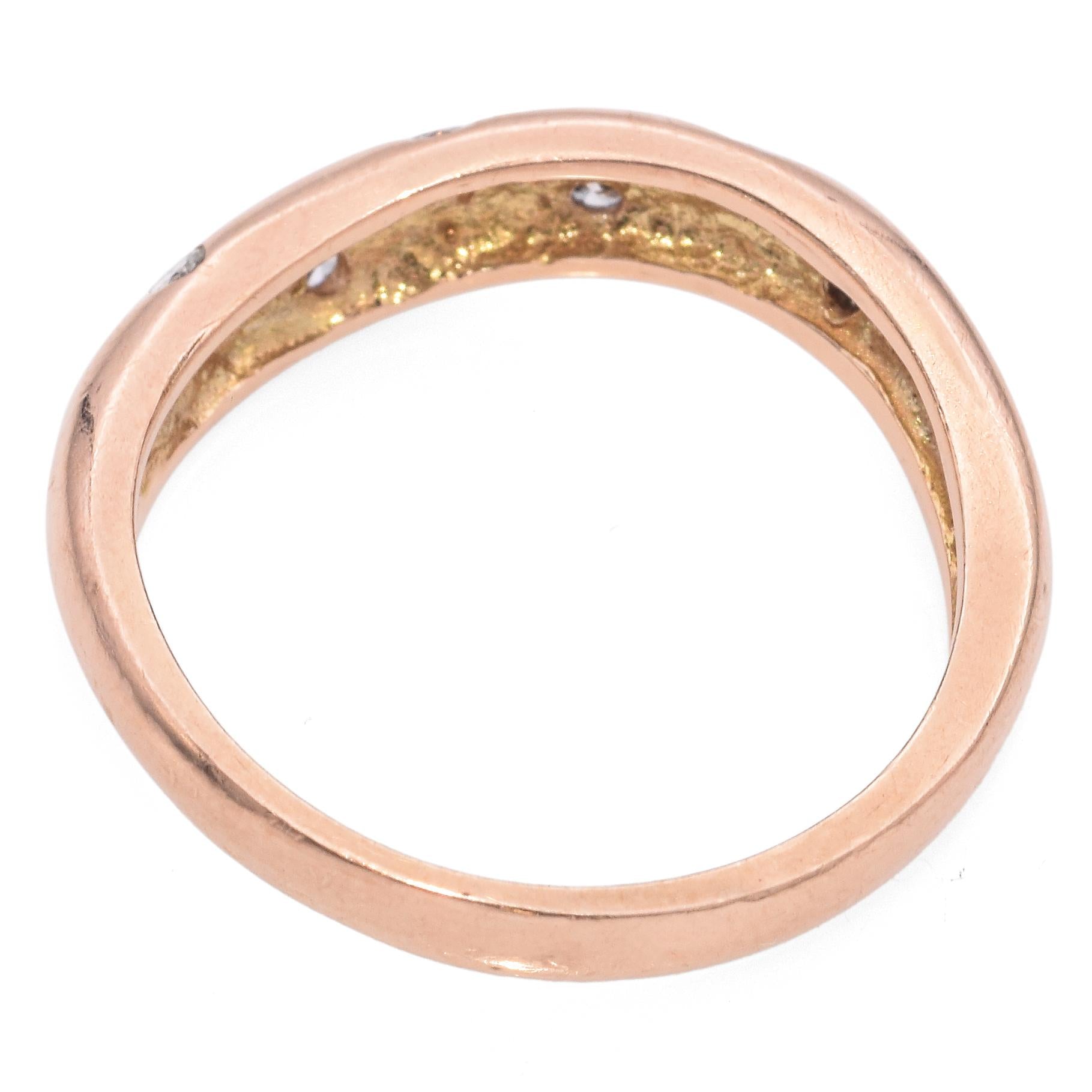 14k Rose Gold Diamond Wave Band