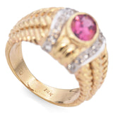 14K Yellow Gold Pink Tourmaline Wide Band Ring