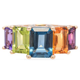 14k Yellow Gold Step Cut Multi-Gemstone Ring