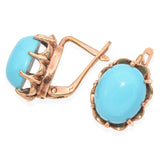 Vintage Yellow Gold Turquoise Cabochon Earrings