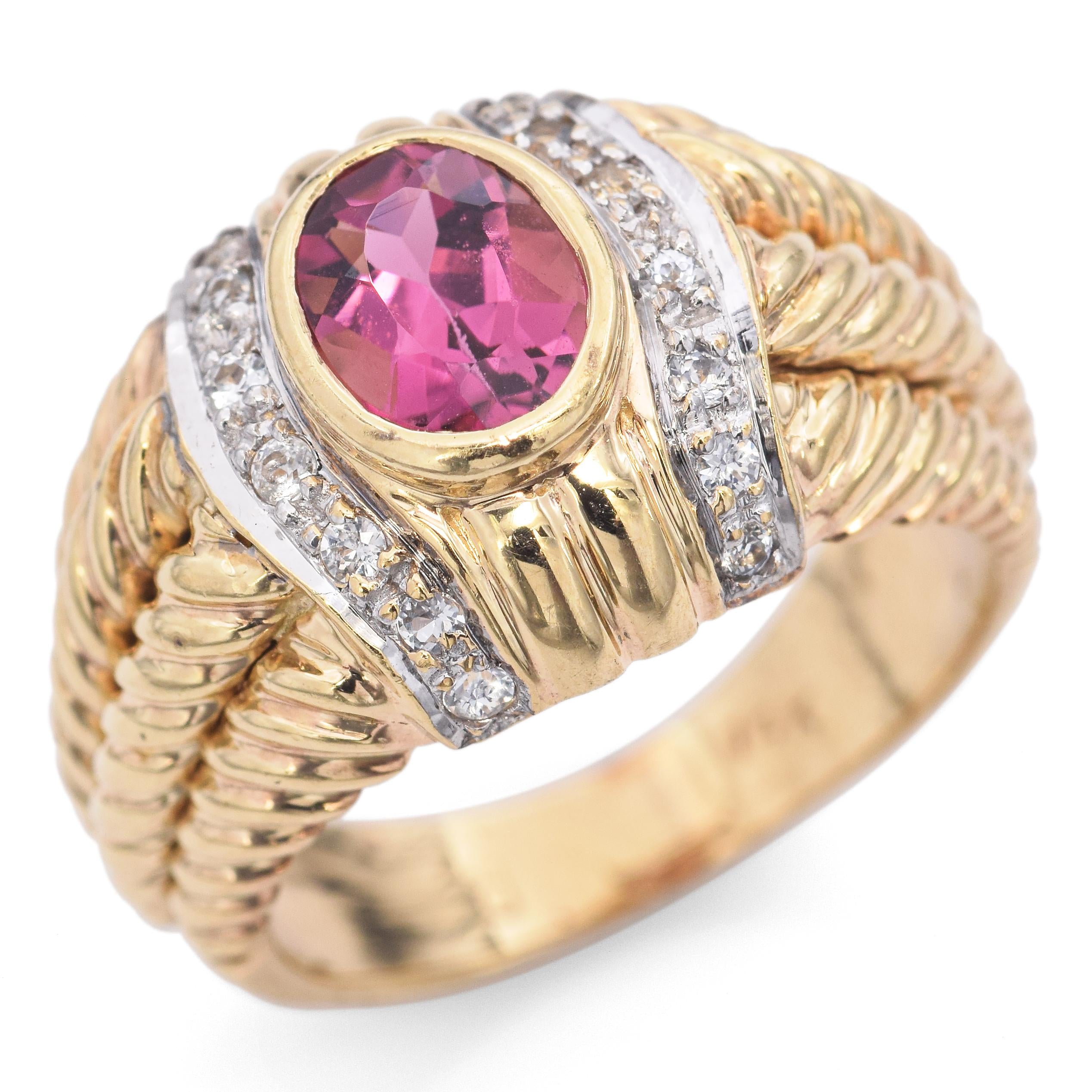 14K Yellow Gold Pink Tourmaline Wide Band Ring