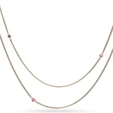 Antique 18K Yellow Gold Pocket Watch Chain With Pink and Blue Sapphire Accents