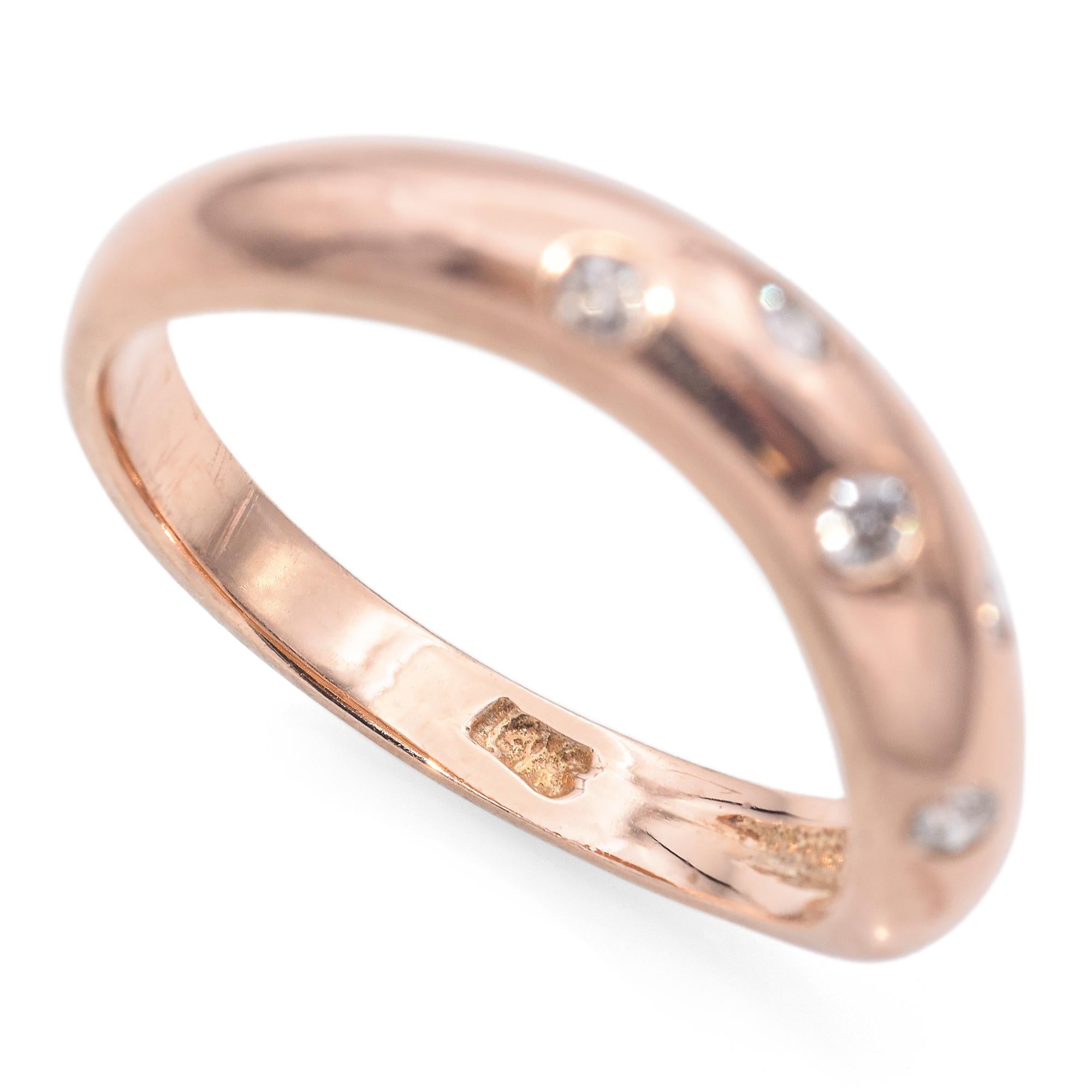 14k Rose Gold Diamond Wave Band