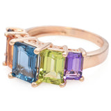 14k Yellow Gold Step Cut Multi-Gemstone Ring