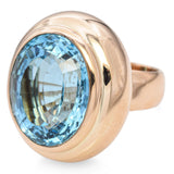 Vintage 14k Yellow Gold 28ct Blue Topaz Statement Ring