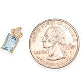 16K Yellow Gold Emerald Cut 1.3 Ct. Aquamarine and Diamond Pendant