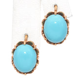 Vintage Yellow Gold Turquoise Cabochon Earrings