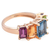 14k Yellow Gold Step Cut Multi-Gemstone Ring