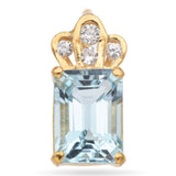 16K Yellow Gold Emerald Cut 1.3 Ct. Aquamarine and Diamond Pendant