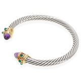 David Yurman Renaissance Cable Multi Stone Bracelet Sterling and Gold