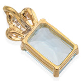 16K Yellow Gold Emerald Cut 1.3 Ct. Aquamarine and Diamond Pendant