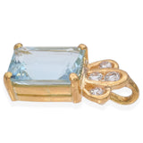 16K Yellow Gold Emerald Cut 1.3 Ct. Aquamarine and Diamond Pendant