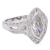 Vintage 14K White Gold 1.59 TCW Marquise and Round Diamond Ring