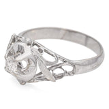 Antique 10K White Gold Diamond Engagement Ring