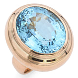 Vintage 14k Yellow Gold 28ct Blue Topaz Statement Ring