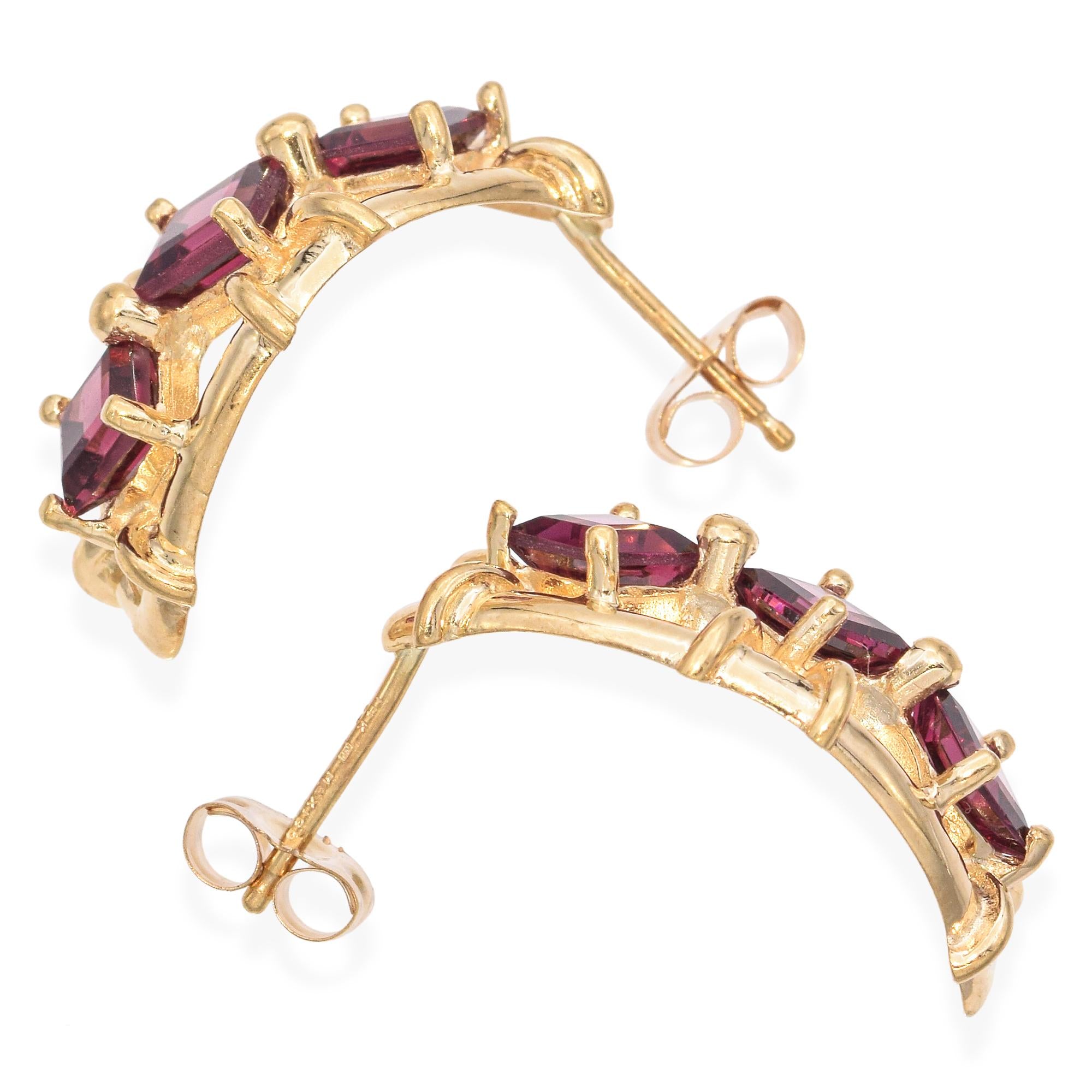 14K Yellow Gold 2.28 TCW Rhodolite Garnet Drop Earrings