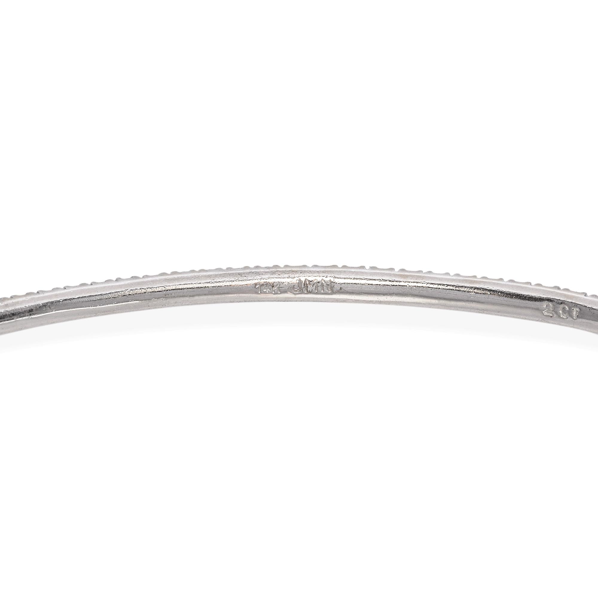 14K White Gold 1.78 TCW Diamond Bangle Bracelet