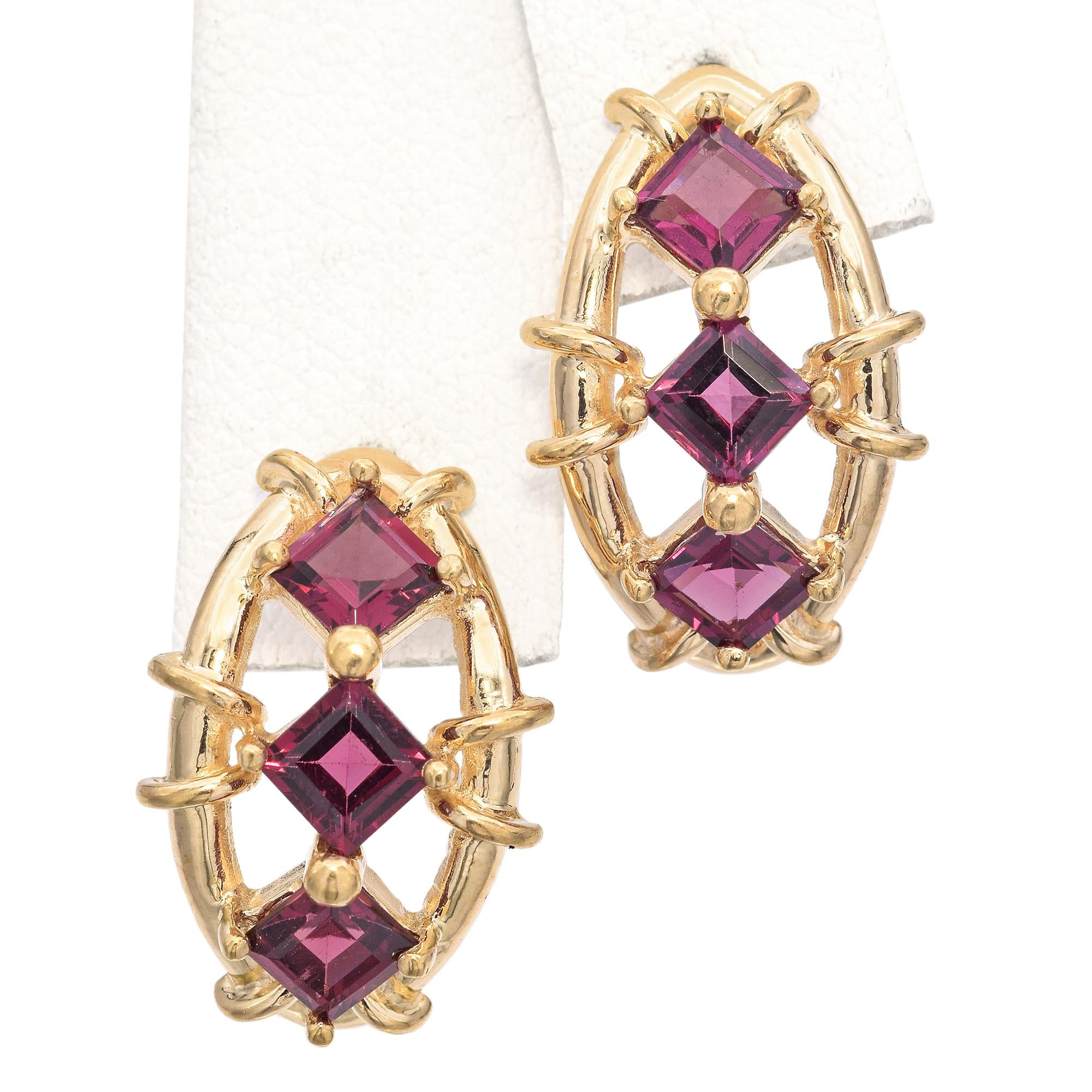 14K Yellow Gold 2.28 TCW Rhodolite Garnet Drop Earrings