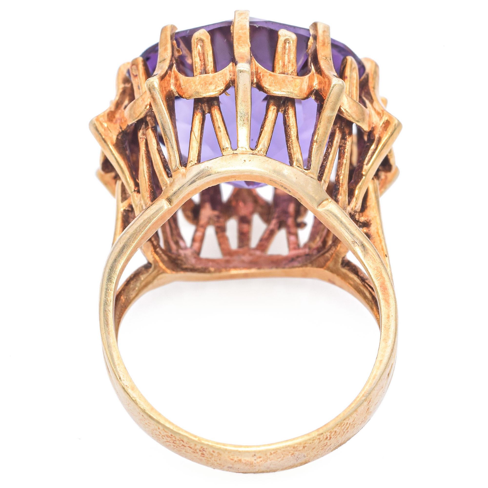 Vintage 14K Yellow Gold 15 Ct. Amethyst Cocktail Ring