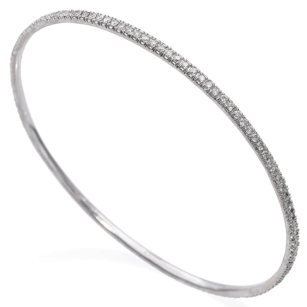 14K White Gold 1.78 TCW Diamond Bangle Bracelet