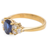 18K Yellow Gold 0.81 Ct. Oval Sapphire and Diamond Ring