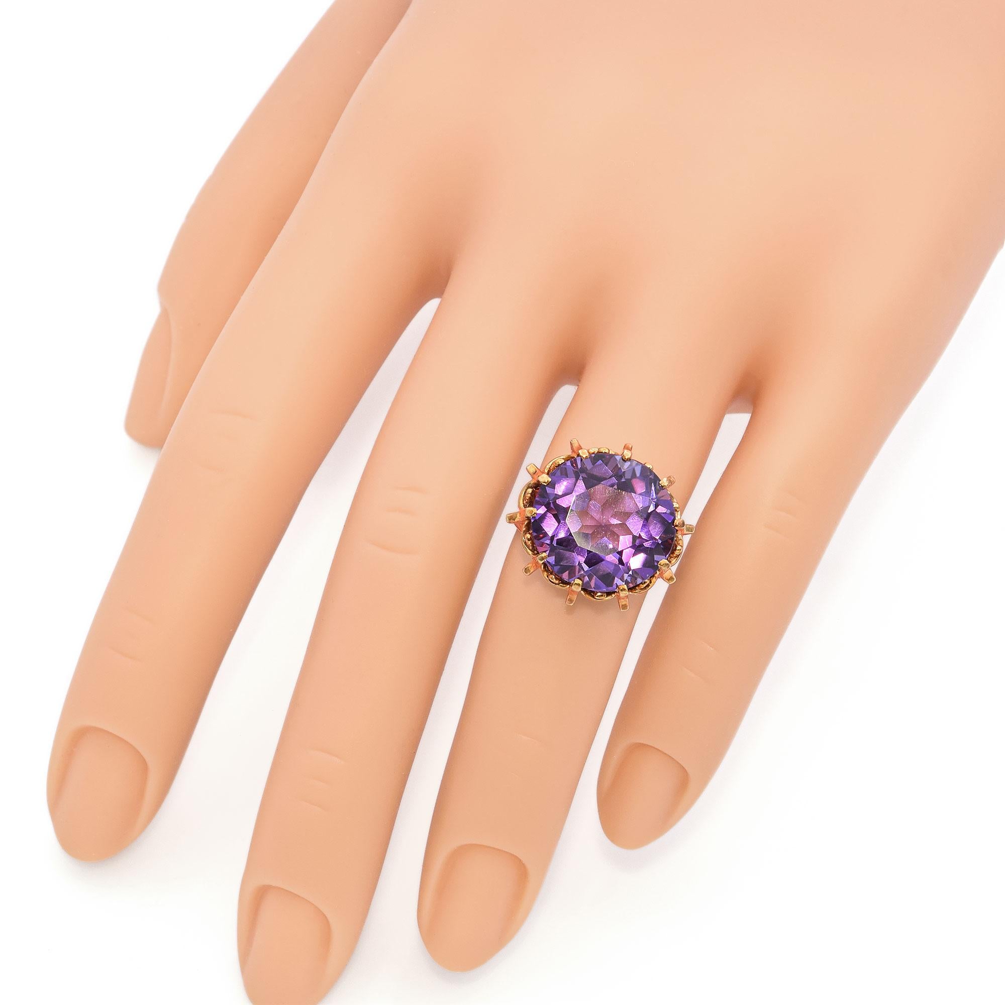 Vintage 14K Yellow Gold 15 Ct. Amethyst Cocktail Ring