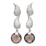 14K White Gold Smoky Quartz Drop Dangle Earrings