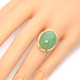 14k Yellow Gold  17.30 Ct Green Jade Cocktail Ring