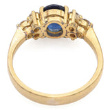 18K Yellow Gold 0.81 Ct. Oval Sapphire and Diamond Ring