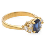 18K Yellow Gold 0.81 Ct. Oval Sapphire and Diamond Ring