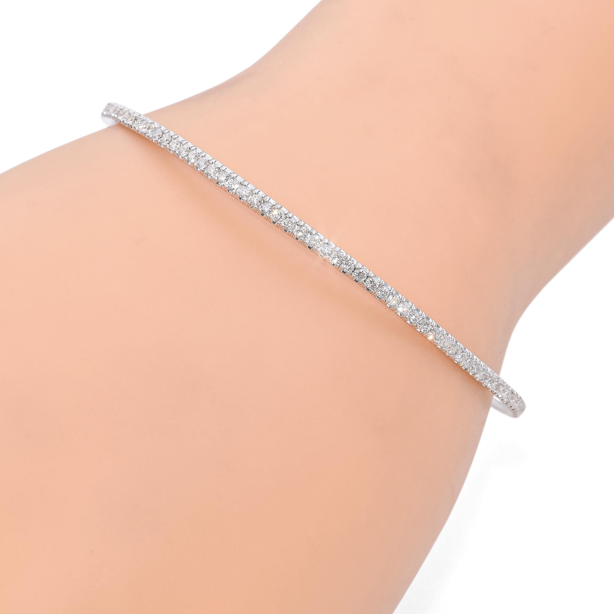 14K White Gold 1.78 TCW Diamond Bangle Bracelet