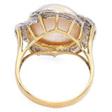 Vintage 14K Yellow Gold Mabe Pearl & Diamond Cocktail Ring