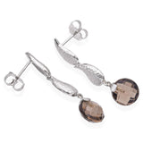 14K White Gold Smoky Quartz Drop Dangle Earrings