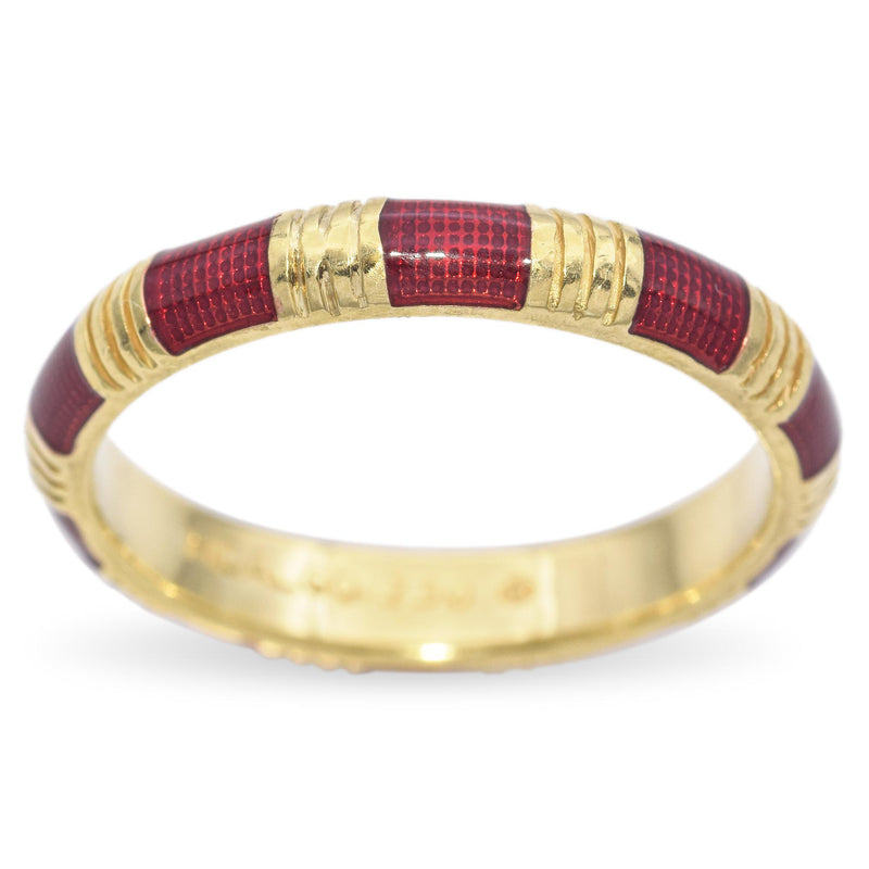 Hidalgo 18K Yellow Gold Burnt Sienna Enamel Band Ring