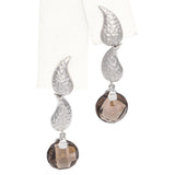 14K White Gold Smoky Quartz Drop Dangle Earrings