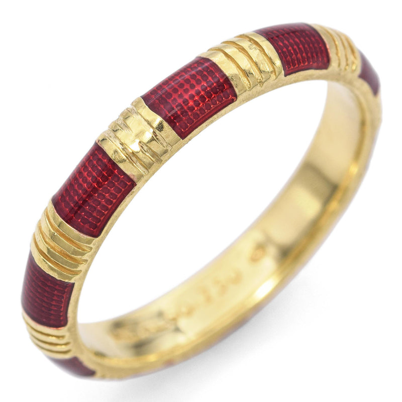 Hidalgo 18K Yellow Gold Burnt Sienna Enamel Band Ring