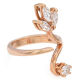 14K Yellow Gold Marquise and Round Diamond Bypass Ring